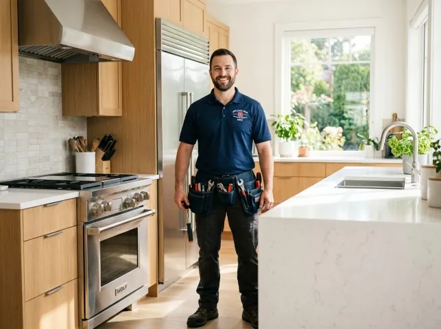 Appliance Repair Hero technician in a Arlington, TX kitchen after an appliance repair
